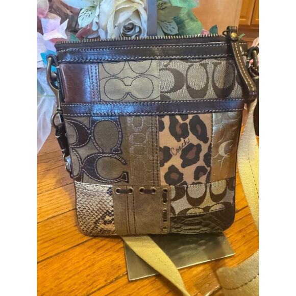COACH Patchwork Animal Print Messenger CrossBody Shoulder Bag 40915 ( (600 - Picture 3 of 8